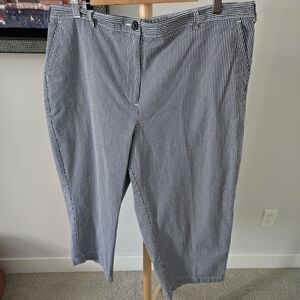 Lands' End Navy and White Pinstripe Trousers